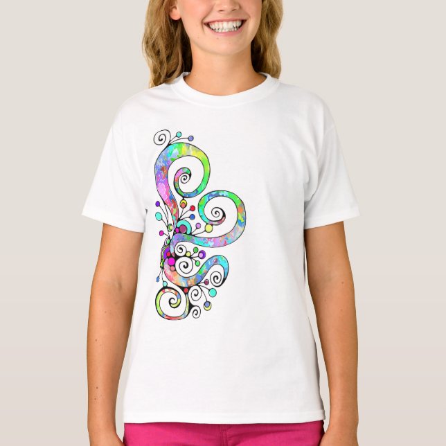 Spiralherz Handgemalt Design 1 T-Shirt (Vorderseite)