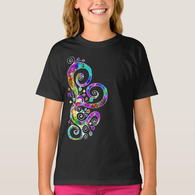 Spiralherz Handgemalt Design 2 T-Shirt (Vorderseite)