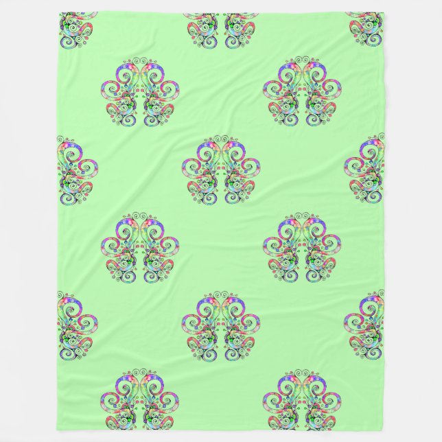 Spiralherz Handgemalt Design 4 Fleecedecke (Vorderseite)