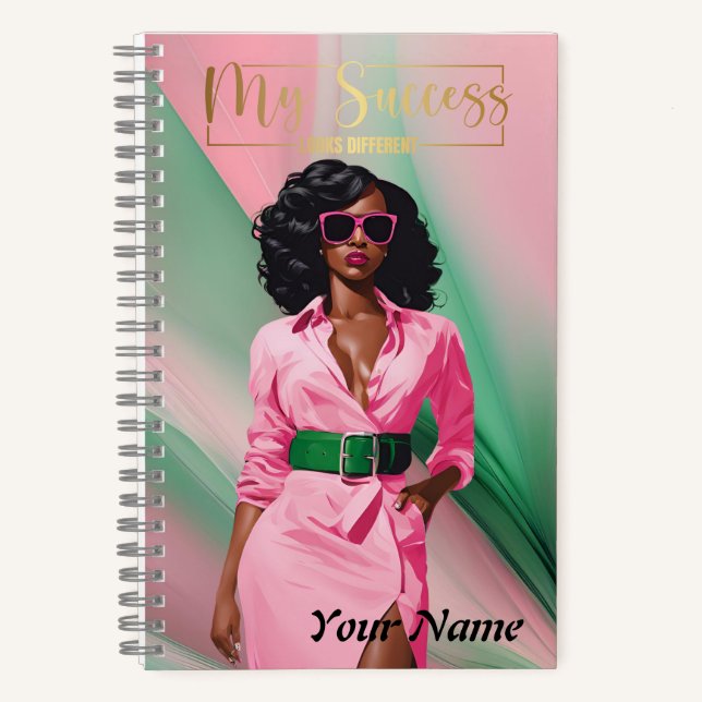 Spiralnotebook A5 Rosa und Grün Abstrakt Notizbuch (Vorderseite)