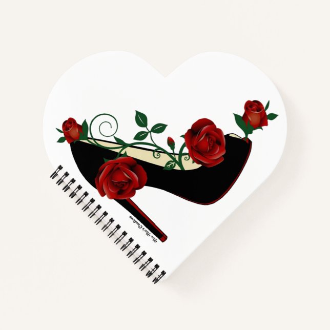 SpiralNotebook in Herzform - Stiletto-Rose Notizbuch (Vorderseite)