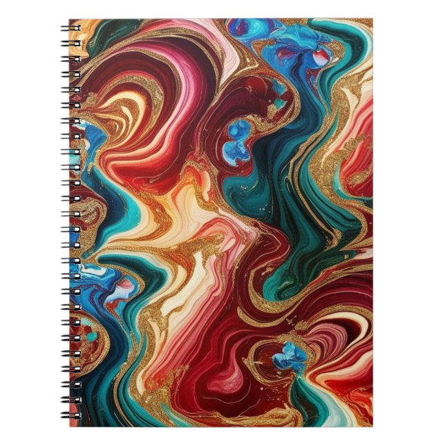 SpiralNotebook mit farbigem Marmordesign Notizblock (Vorderseite)