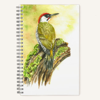 SpiralNotebook mit Watercolor Green Woodpecker Notizbuch