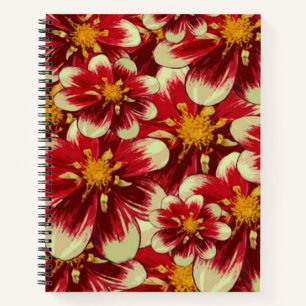 SpiralNotebook Yellow Red Floral Notizbuch