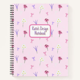 Spiralnotizblock | Wildblumen und Bogen in rosa Notizbuch