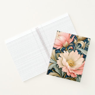 Spiralnotizbuch - Art Nouveau rosa floral Notizbuch