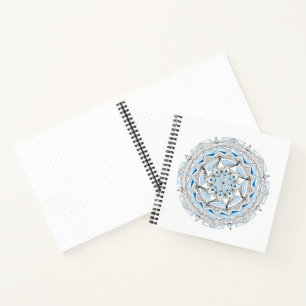 Spiralnotizbuch mit blauem Mandala-Design Notizbuch
