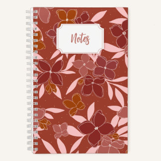 Spiralnotizbuch mit rosa und orangefarbenem Blumen Notizbuch