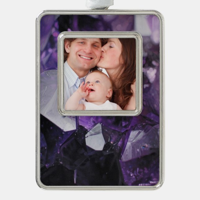 Spiralquarz Heilung ganzheitlich lila Amethyste Rahmen-Ornament Silber (Vorderseite)