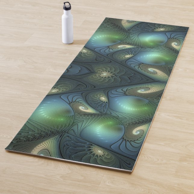 Spirals Beige Grün Türkis Abstraktes Fraktal Kunst Yogamatte (Beispiel)