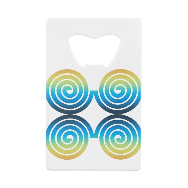 SPIRALS BLAUE GRÜNES PATTER GELDBEUTEL FLASCHENÖFFNER (Vorderseite)