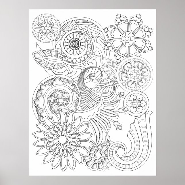 Spirals Blume: MEDIUM DIY Coloring von Sonja A.S. Poster (Vorne)