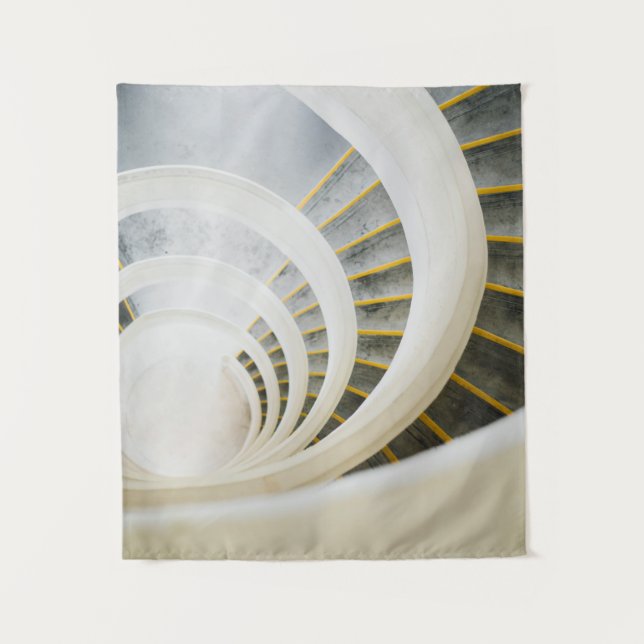 Spiralschwarz-weiße Treppe Wandteppich (Vorderseite)