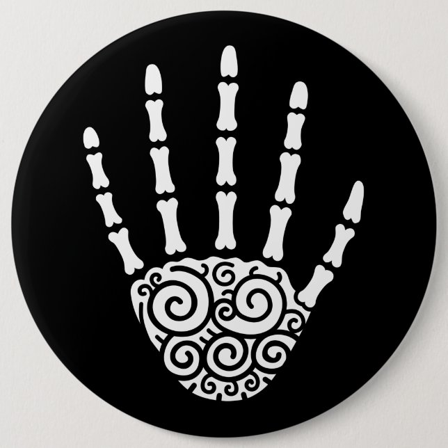 Spiralskeletthand Button (Vorderseite)