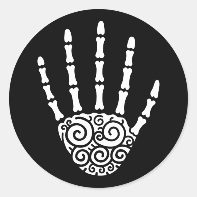Spiralskeletthand Runder Aufkleber (Vorderseite)