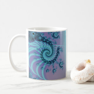 Spiraltreppe Fraktal in Blau und Rosa Art Kaffeetasse