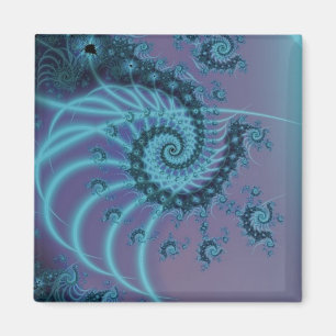 Spiraltreppe   Fraktal in Blau und Rosa Art Magnet