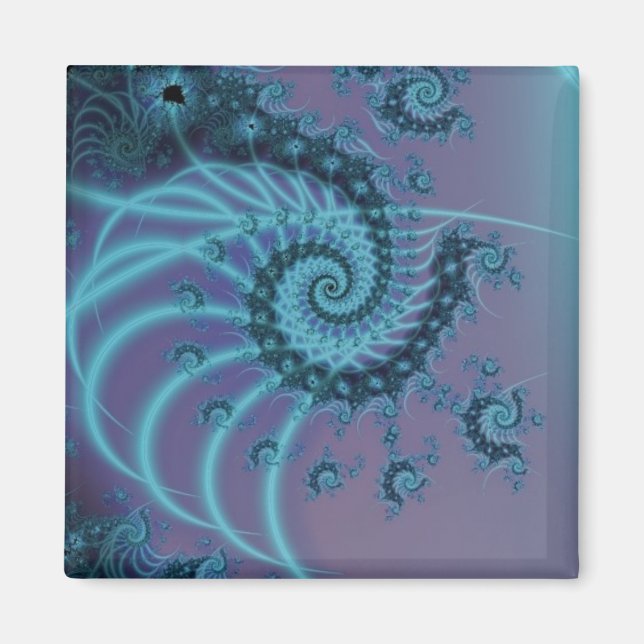 Spiraltreppe | Fraktal in Blau und Rosa Art Magnet (Vorne)
