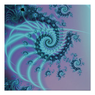 Spiraltreppe   Fraktal in Blau und Rosa Art Poster