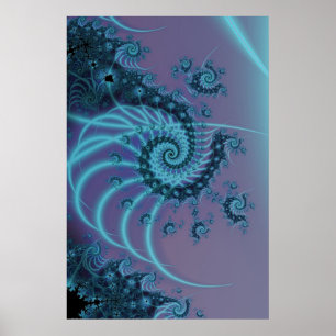 Spiraltreppe   Fraktal in Blau und Rosa Art Poster