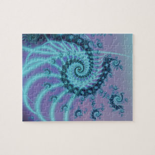 Spiraltreppe   Fraktal in Blau und Rosa Art Puzzle