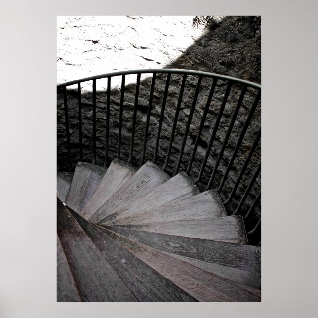 Spiraltreppe Schwarz-Weiß-Poster Poster (Vorne)