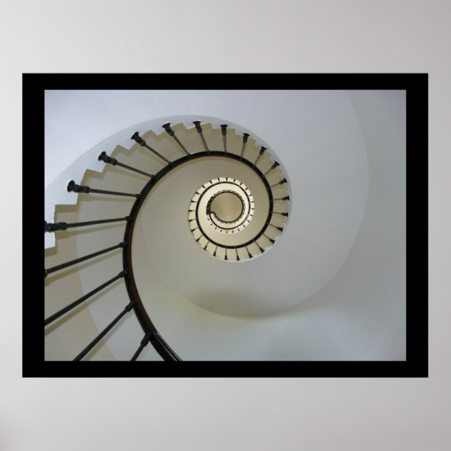Spiraltreppe zum Himmel Schwarz-Weiß Poster (Vorne)