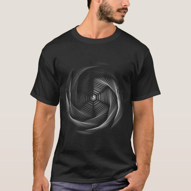 Spiraltripp für optische Illusion in geometrischem T-Shirt (Vorderseite)