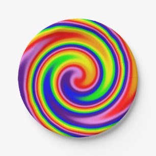 Spiralwirbel-Soft-Fokus-Regenbogenfarben-Feier Pappteller