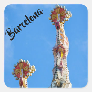 Spires de la Sagrada Familia in Barcelona, Spanien Quadratischer Aufkleber