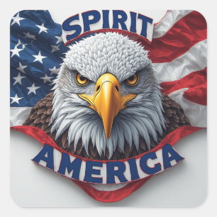 Spirit America Amerikanische Flagge Patriotisch Quadratischer Aufkleber