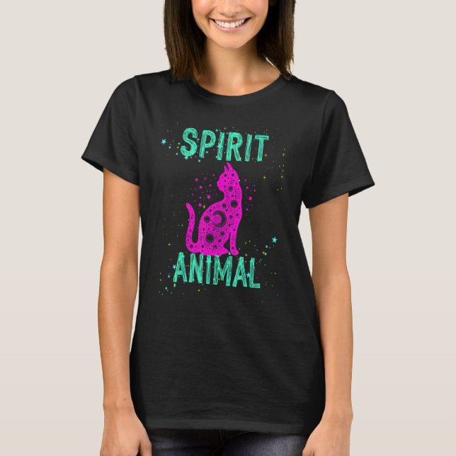 Spirit Animal Cat Celestial Comfort Cute Pink Anim T-Shirt (Vorderseite)