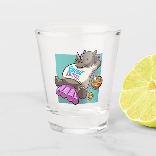Spirit Animal Rhino Funny Rhinoceros Cartoon Schnapsglas (Vorderseite)