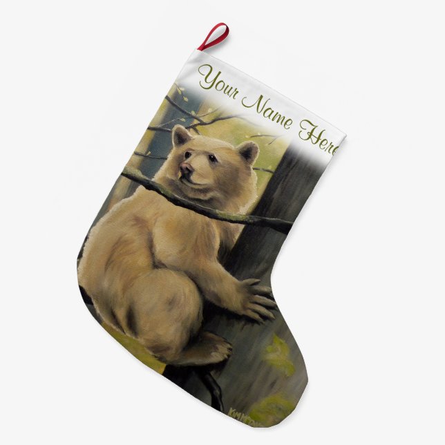 Spirit Bear Christmas Strumpf Kermode Strumpf Großer Weihnachtsstrumpf (Vorderansicht (hängend))