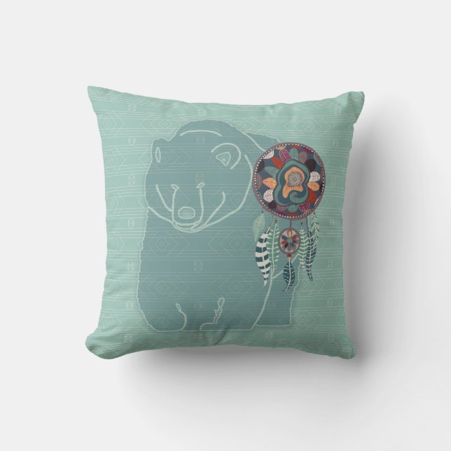Spirit Bear Zweiseitiges Indianerstamm Kissen (Vorderseite)