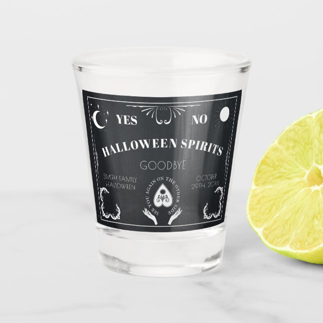 Spirit Board Celestial Black & White Halloween Schnapsglas (Vorderseite)