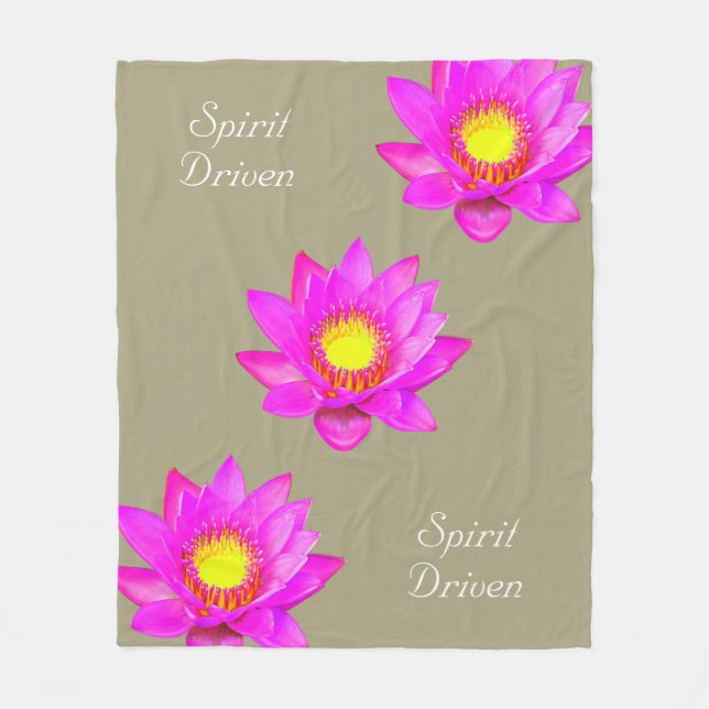 Spirit Driven Lotus Blume auf Sand Beige Fleecedecke (Vorderseite)