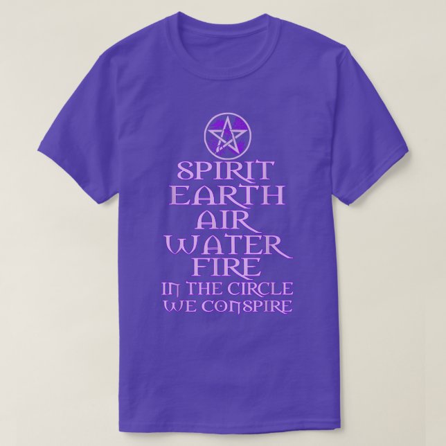 Spirit Earth Air Water Fire WiccanHexe T-Shirt (Design vorne)