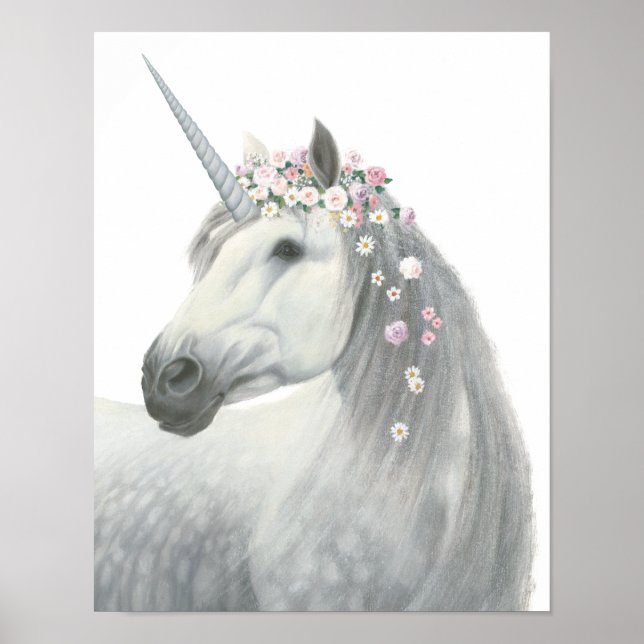 Spirit Einhorn mit Blume in Mane Poster (Vorne)