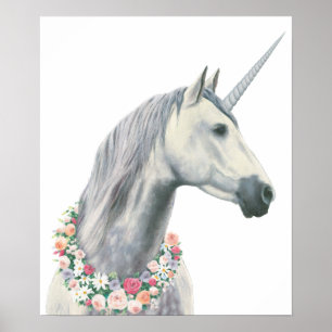 Spirit Einhorn mit Blume um Neck Poster