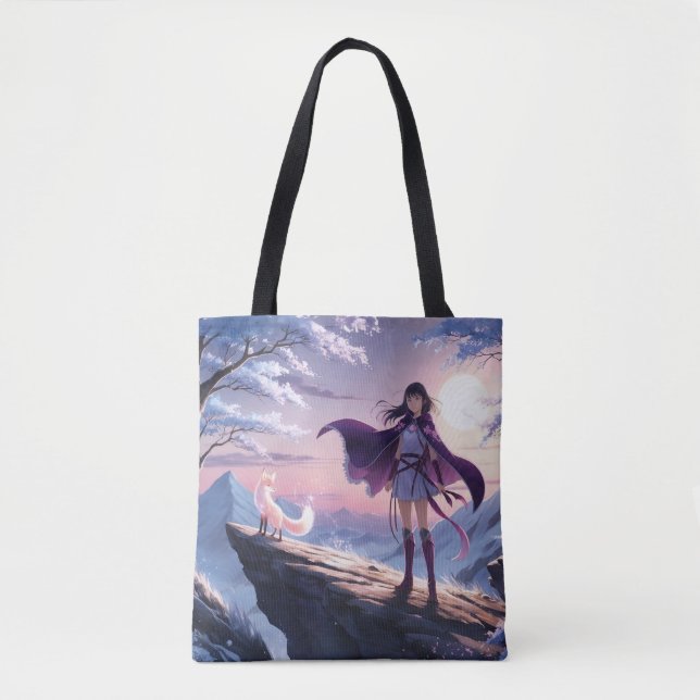 Spirit Fox Twilight | Anime Fantasy Tote Bag (Vorderseite)