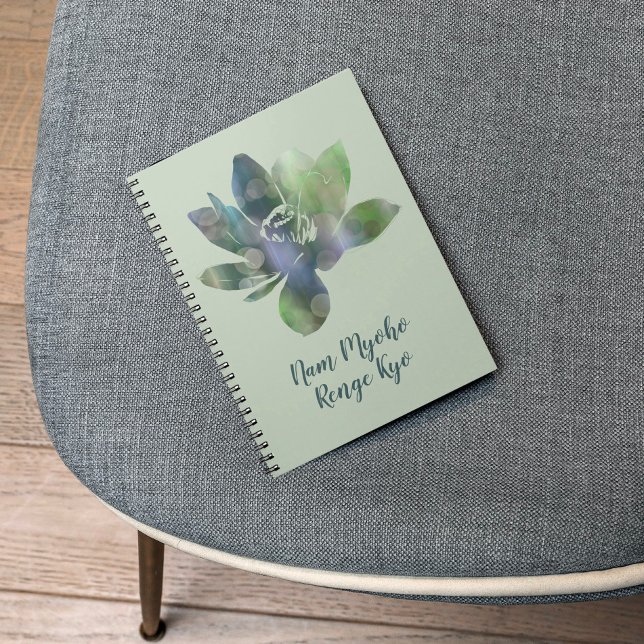 Spirit Green Circle Lotus Blume Nam Myoho Renge Notizblock (Von Creator hochgeladen)