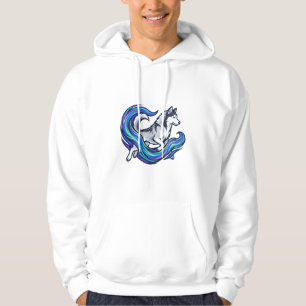 Spirit Husky Electric Blue Aura Grafik Hoodie