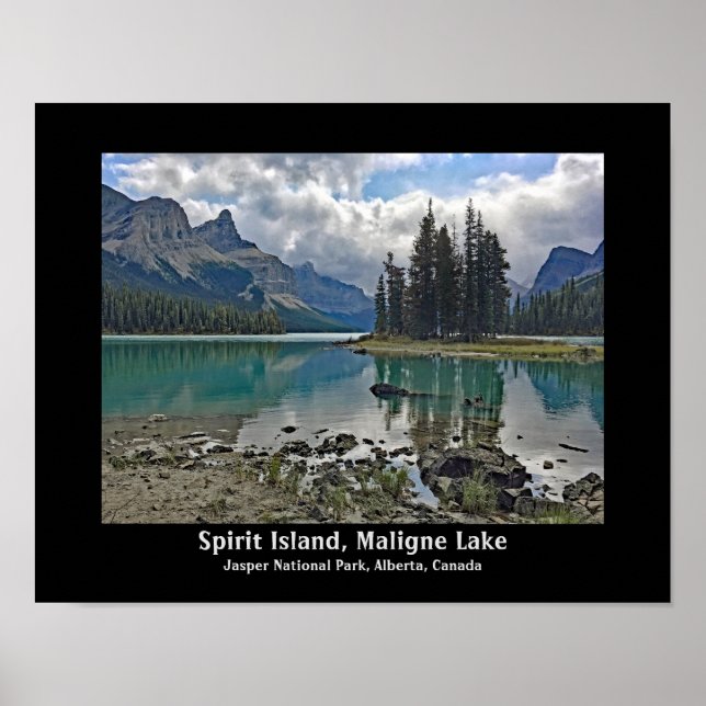 Spirit Island Maligne Lake Landscape Design Poster (Vorne)