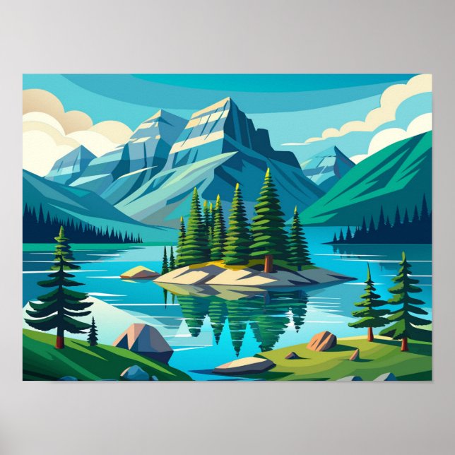 Spirit Island Maligne Seenlandschaft Poster (Vorne)