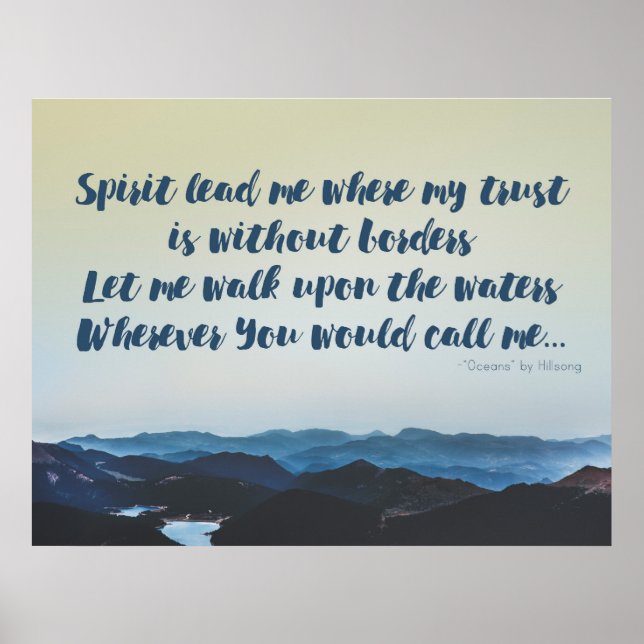 "Spirit Lead Me" Hillsong "Oceans" Lyric Poster (Vorne)