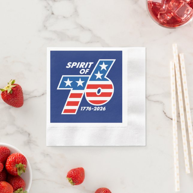 Spirit of 76 - America's 250th Birthday 1776-2026 Serviette (Beispiel)
