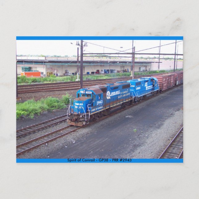 Spirit of Conrail - GP38 - PRR #2943 in Blue Paint Postkarte (Vorderseite)