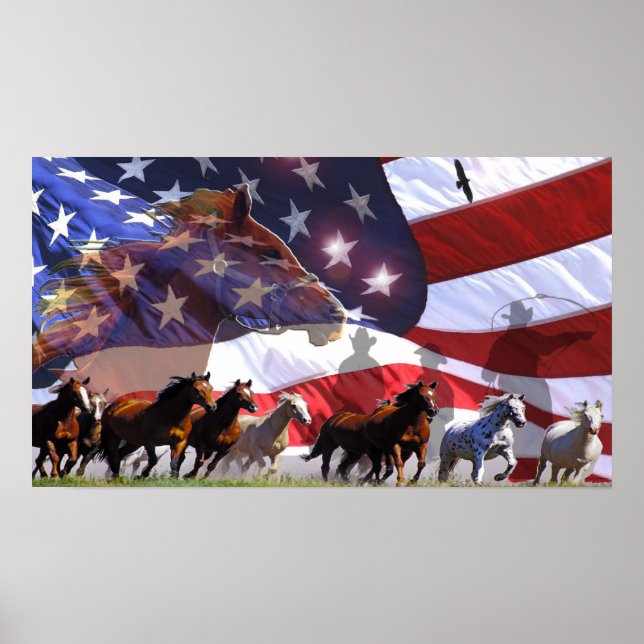 Spirit of Freedom Cowboy Western Horses Poster Art (Vorne)