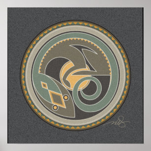 Spirit of Lizard graues Hintergrundposter Poster